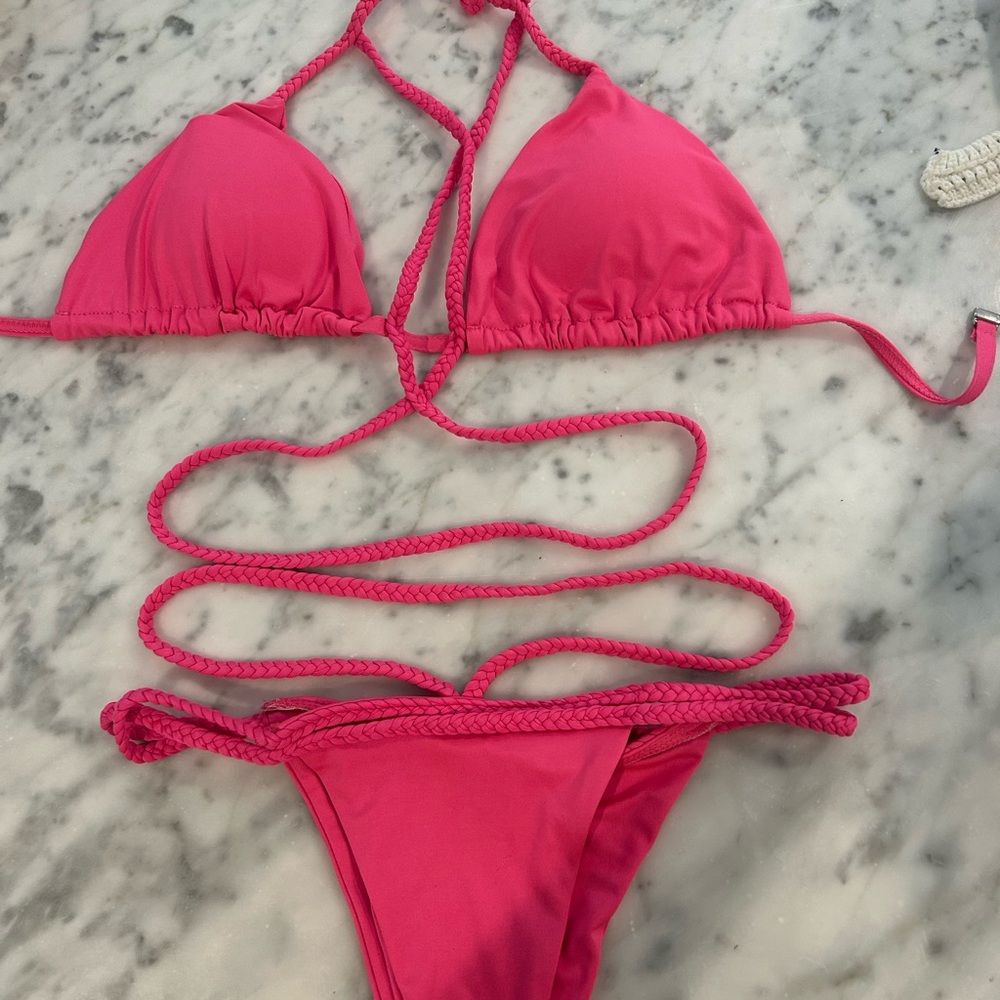 Pink Strappy Bikini Set